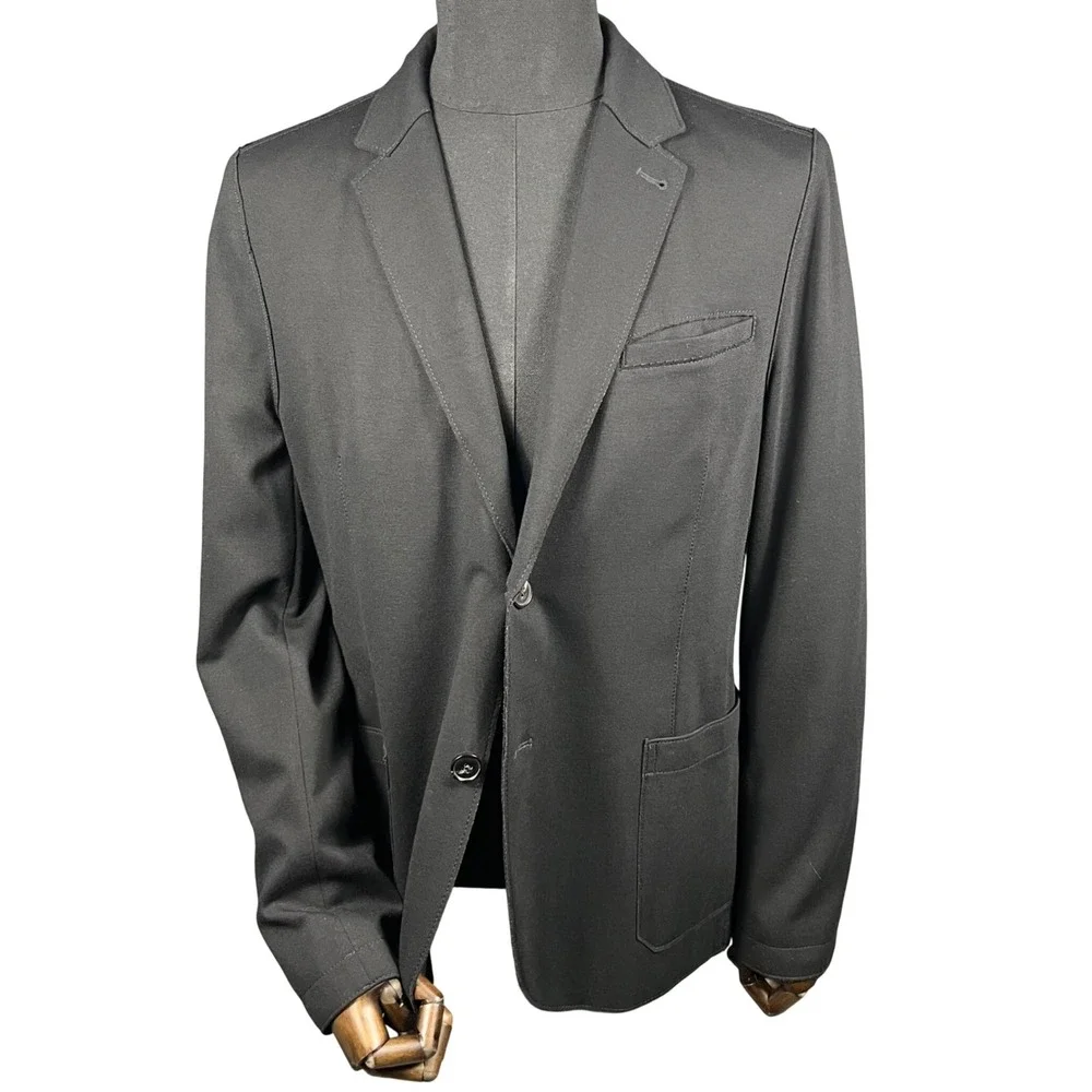 Hugo Boss Unstructured Blazer Mens 40R Black Viscose Blend Stretch Sport Coat
